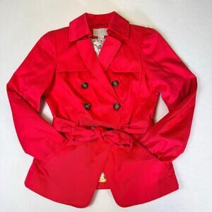 Short Trench Coat Red Double-Breasted by H&M Women's size 2